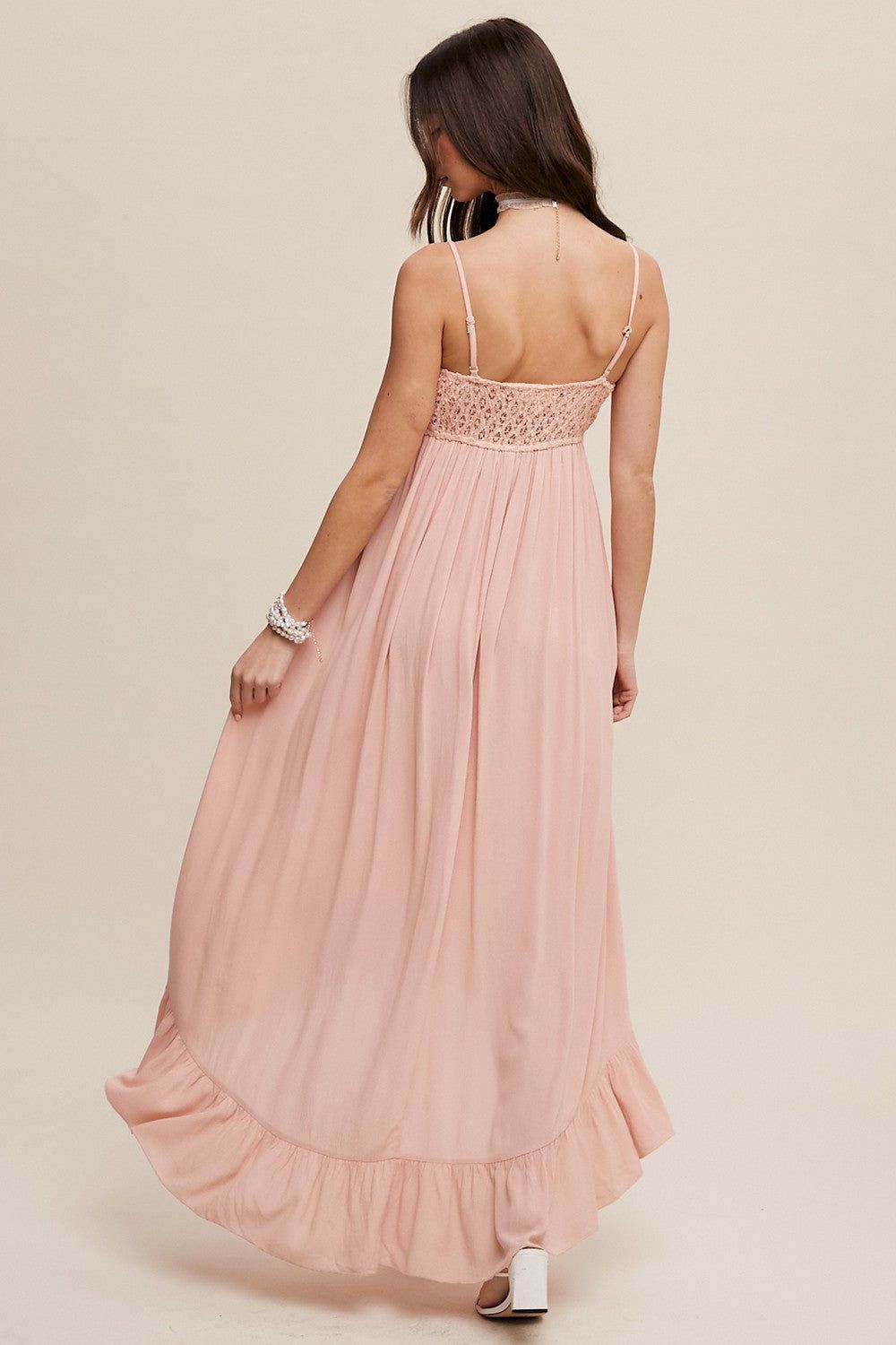 Blush High-Low Knit Lace Dress sold by Pinkblush product image thumbnail 3