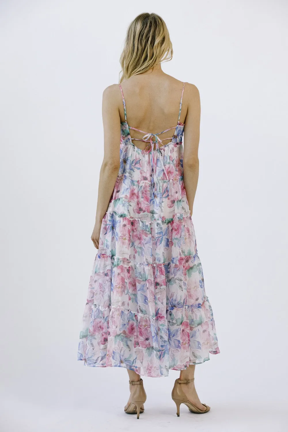 Multicolor Floral Chiffon Ruffle Tiered Maxi Dress sold by Pinkblush product image thumbnail 4