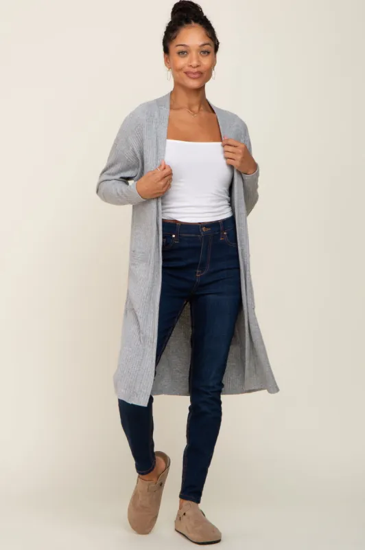 Heather Grey Ribbed Cardigan sold by Pinkblush
