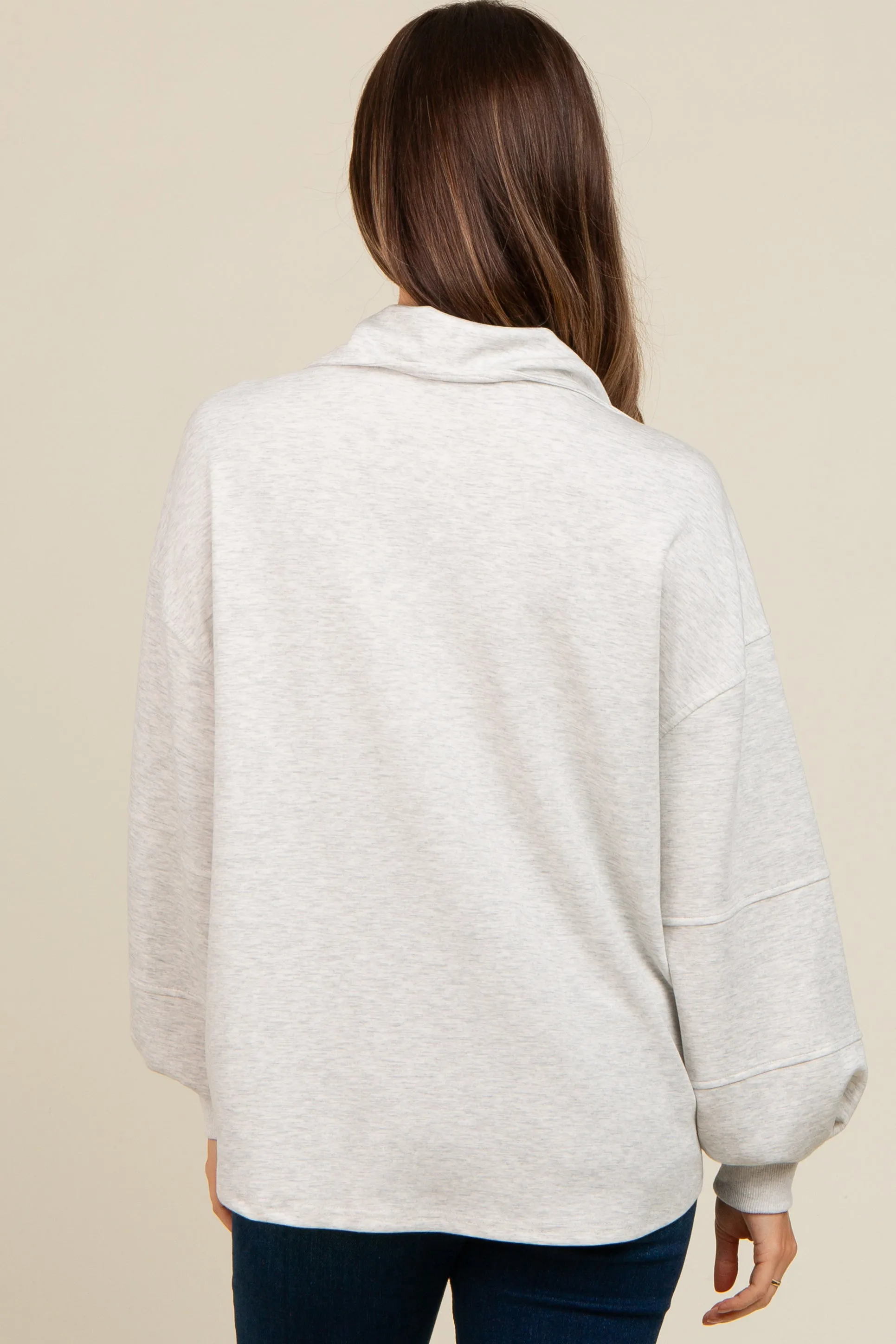 Heather Grey Snap Collar Oversized Maternity Pullover sold by Pinkblush product image thumbnail 4