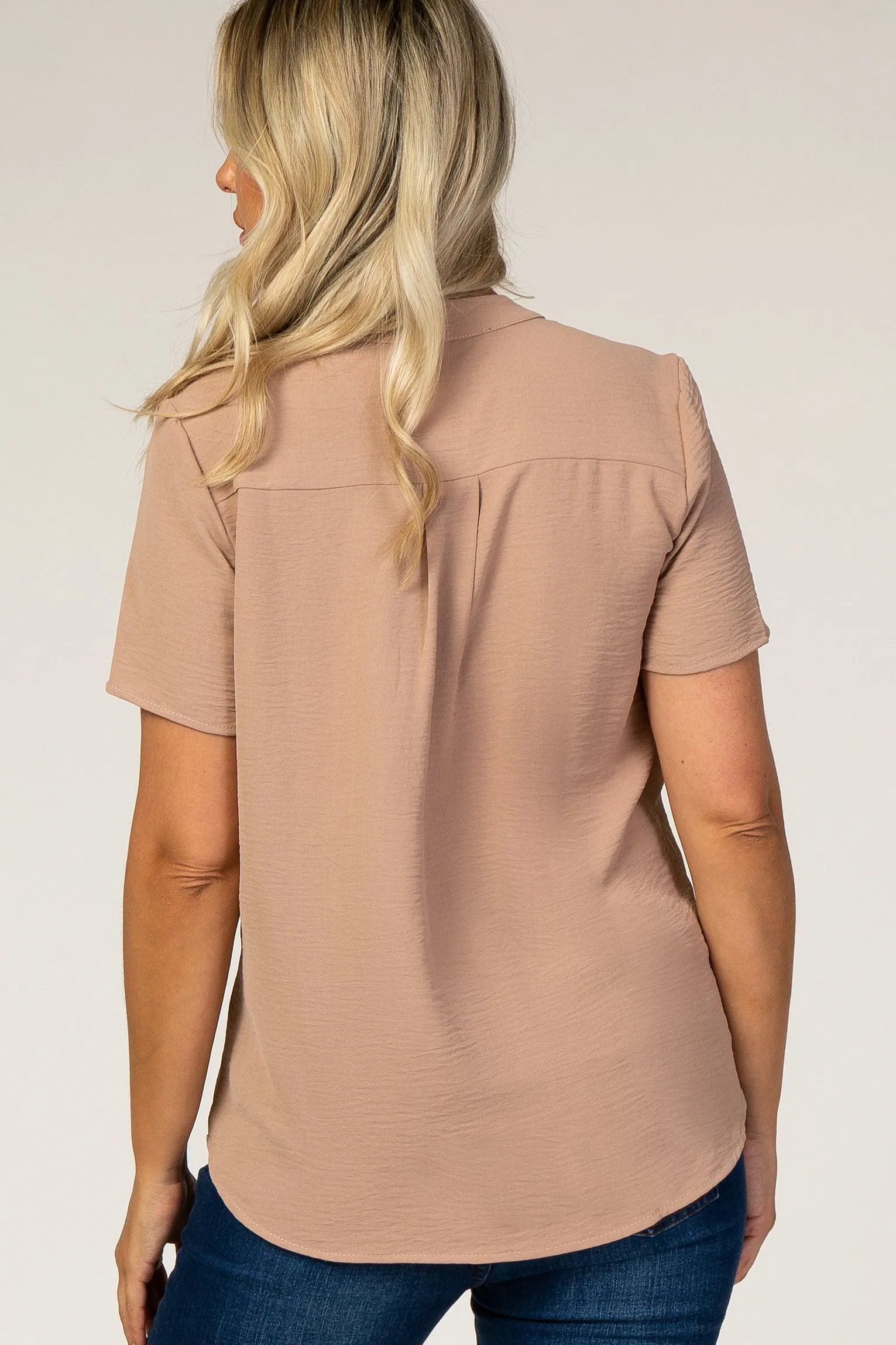 PinkBlush Mauve V-Neck Maternity Blouse sold by Pinkblush product image thumbnail 3