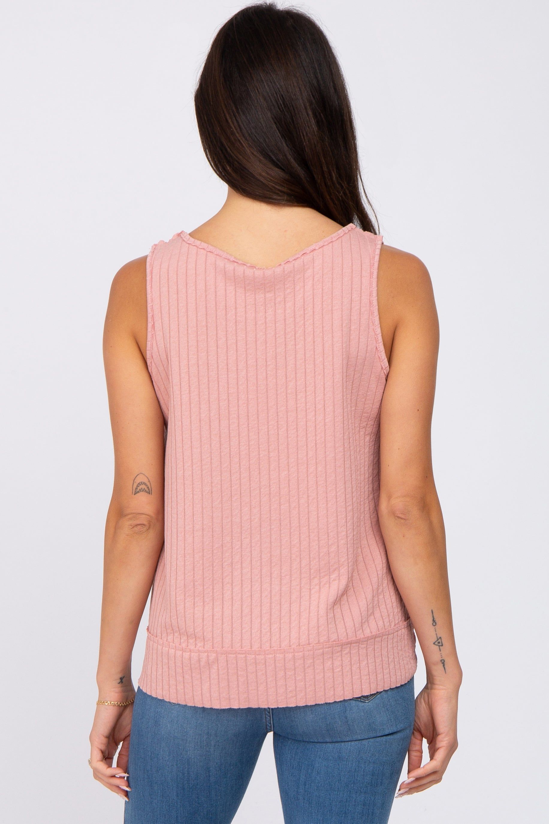 Pink Ribbed Raw Hem Tank Top sold by Pinkblush product image thumbnail 3