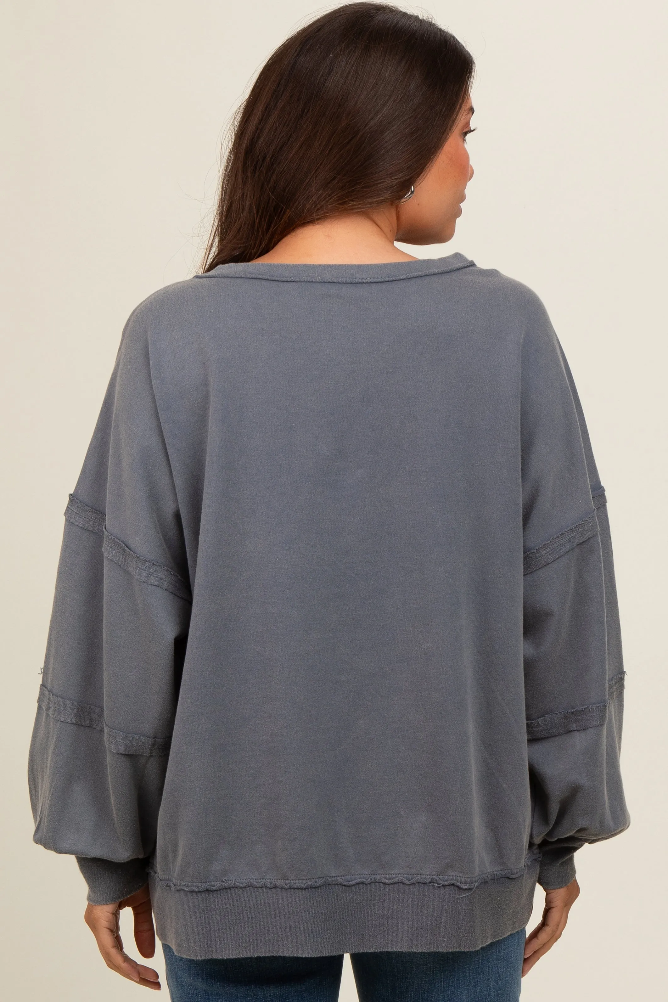 Charcoal Raw Hem Detail Maternity Pullover Top sold by Pinkblush product image thumbnail 4