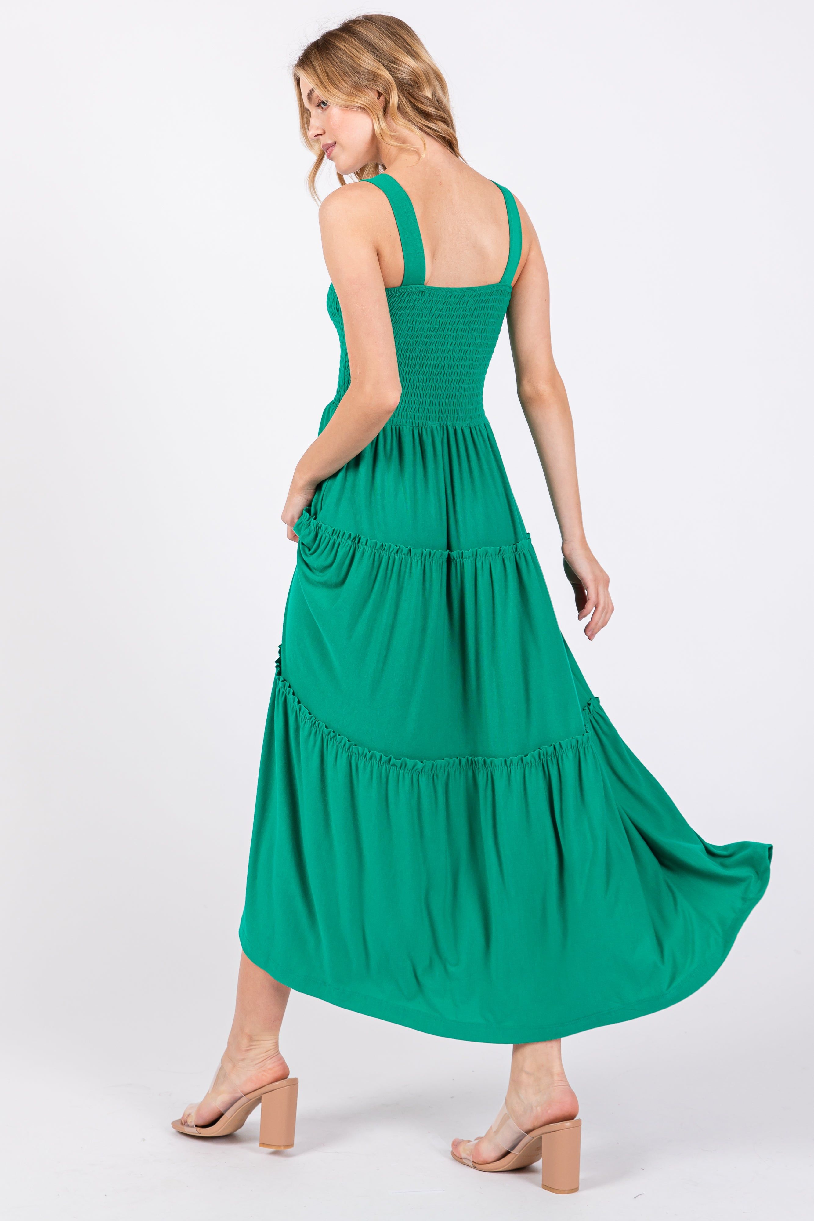 Green Sleeveless Tiered Maxi Dress sold by Pinkblush product image thumbnail 3