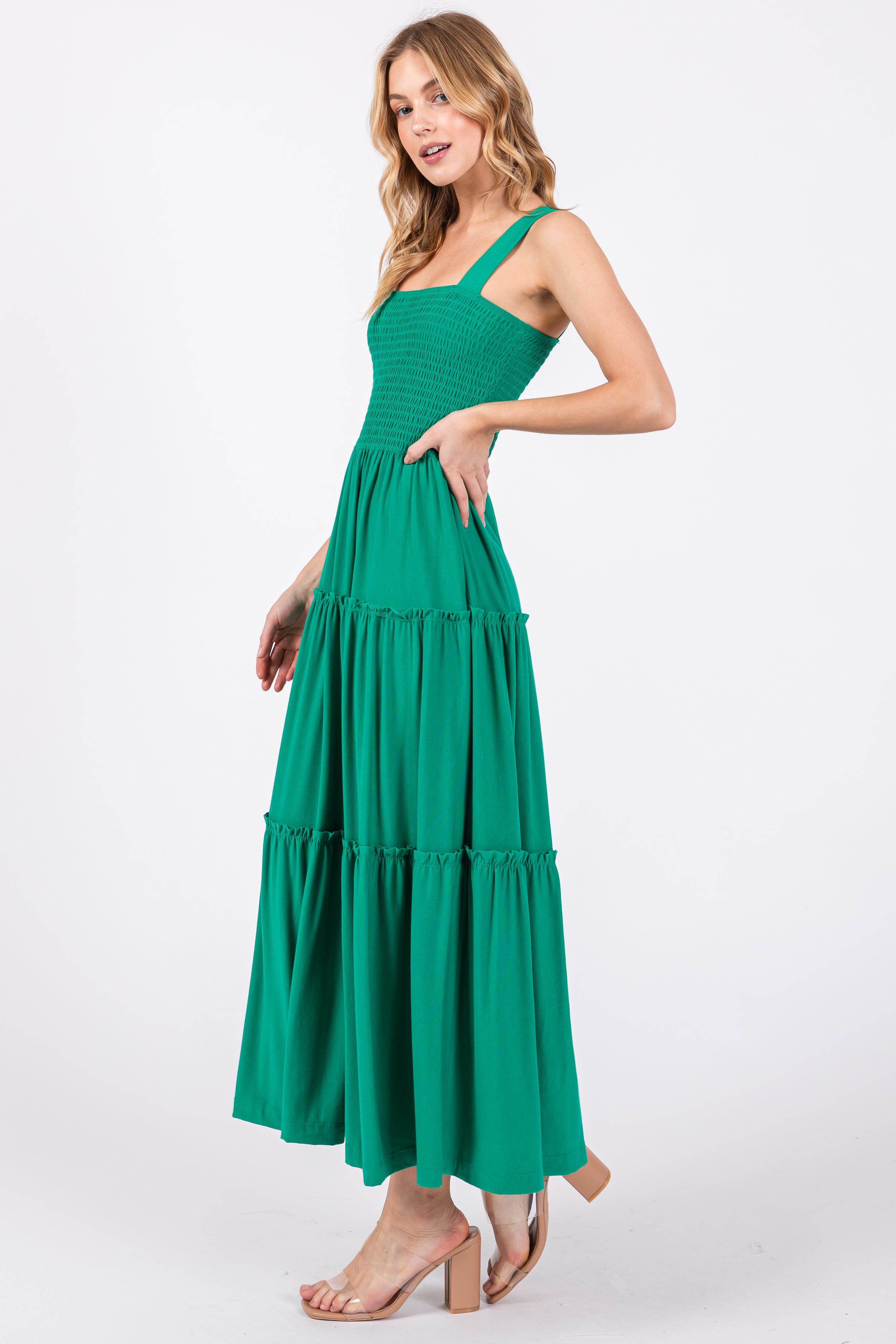 Green Sleeveless Tiered Maxi Dress sold by Pinkblush product image thumbnail 2