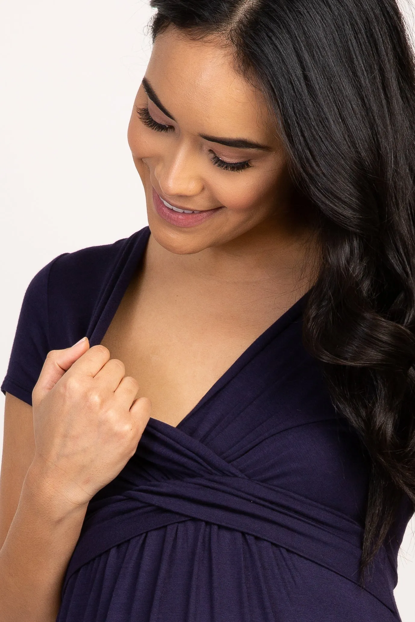 PinkBlush Navy Draped Front Maternity/Nursing Top sold by Pinkblush product image thumbnail 5