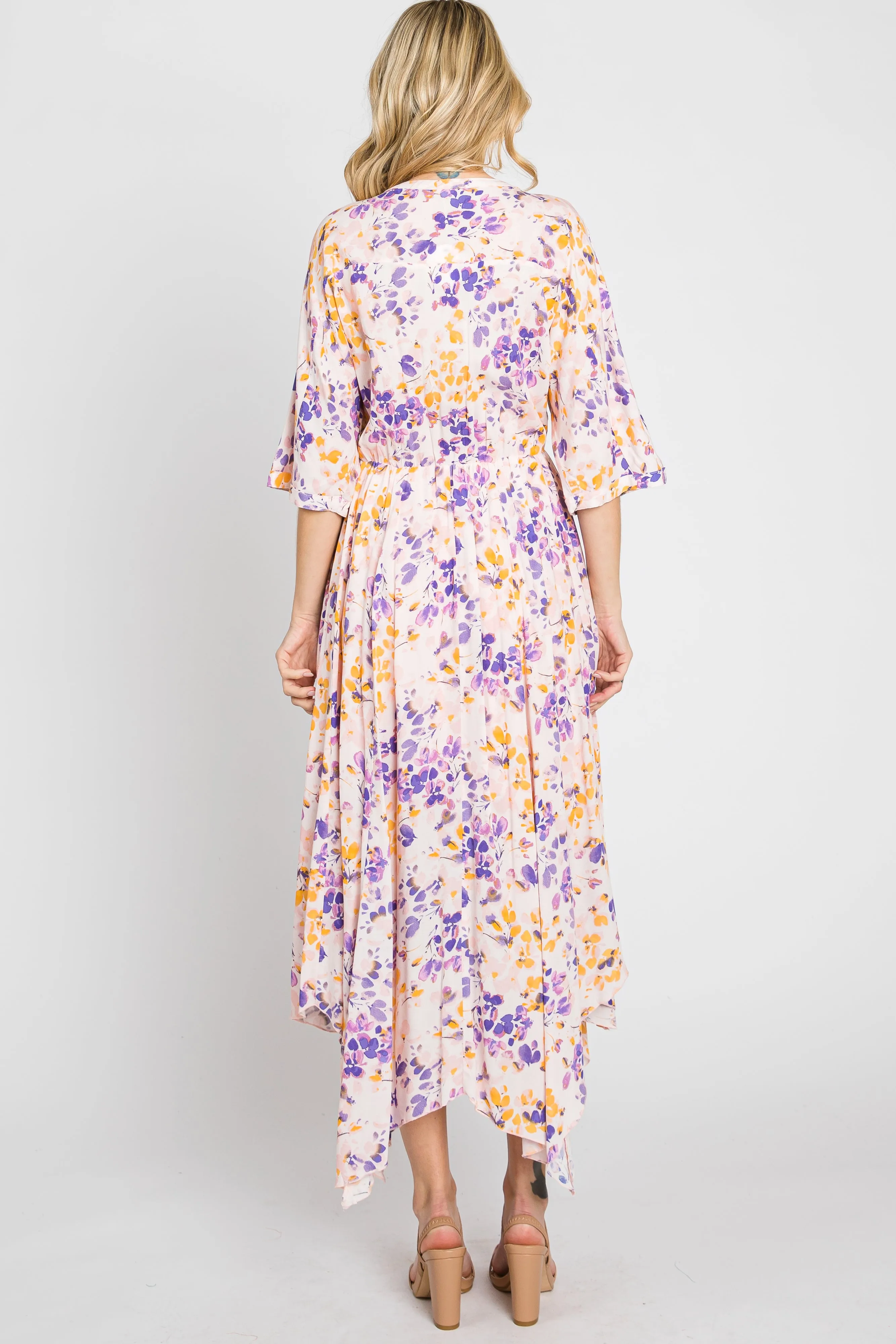 Pink Floral Flowy Short Sleeve Maxi Dress sold by Pinkblush product image thumbnail 3