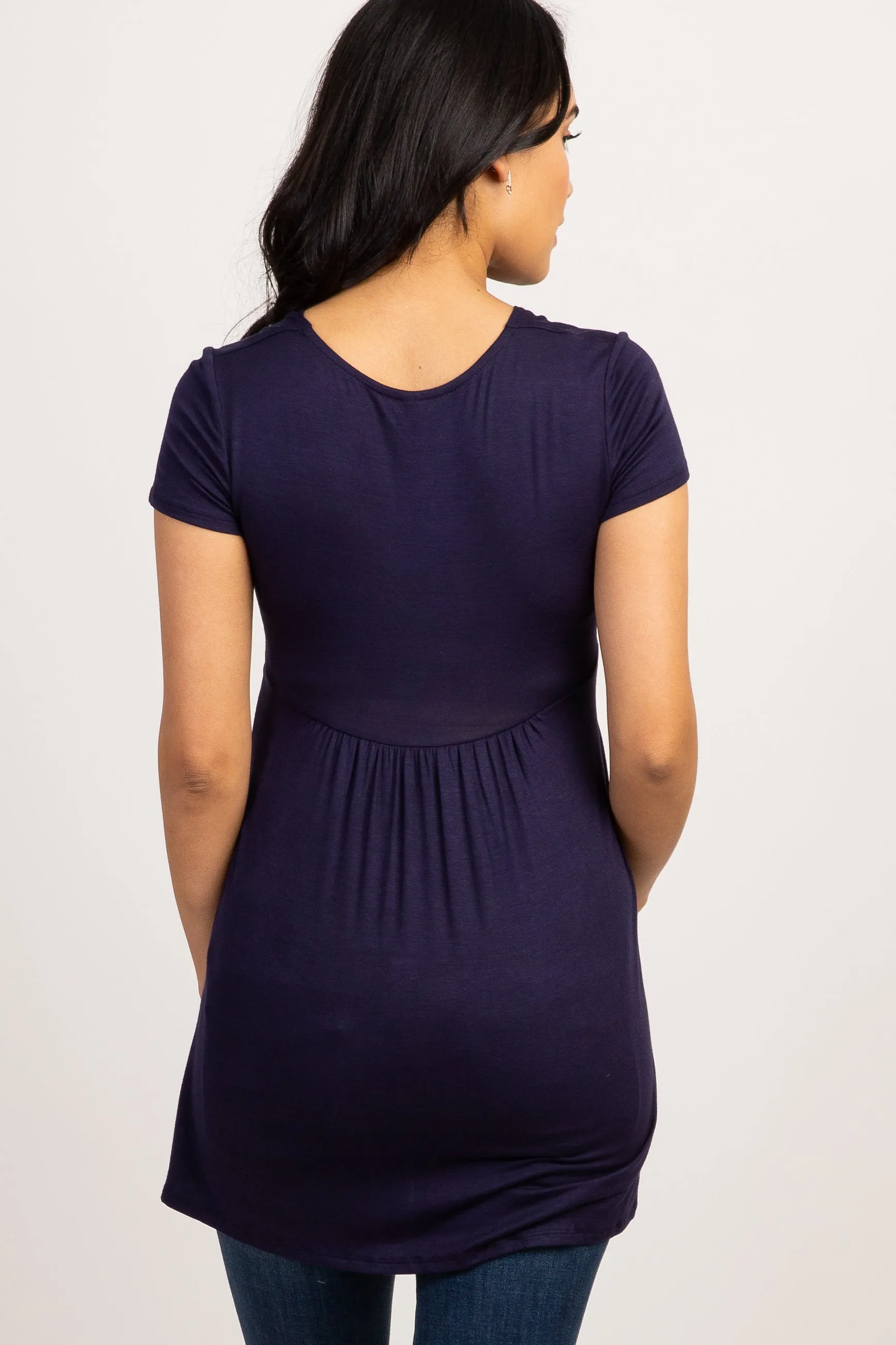 PinkBlush Navy Draped Front Maternity/Nursing Top sold by Pinkblush product image thumbnail 3