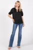 Black V-Neck Puff Sleeve Blouse sold by Pinkblush