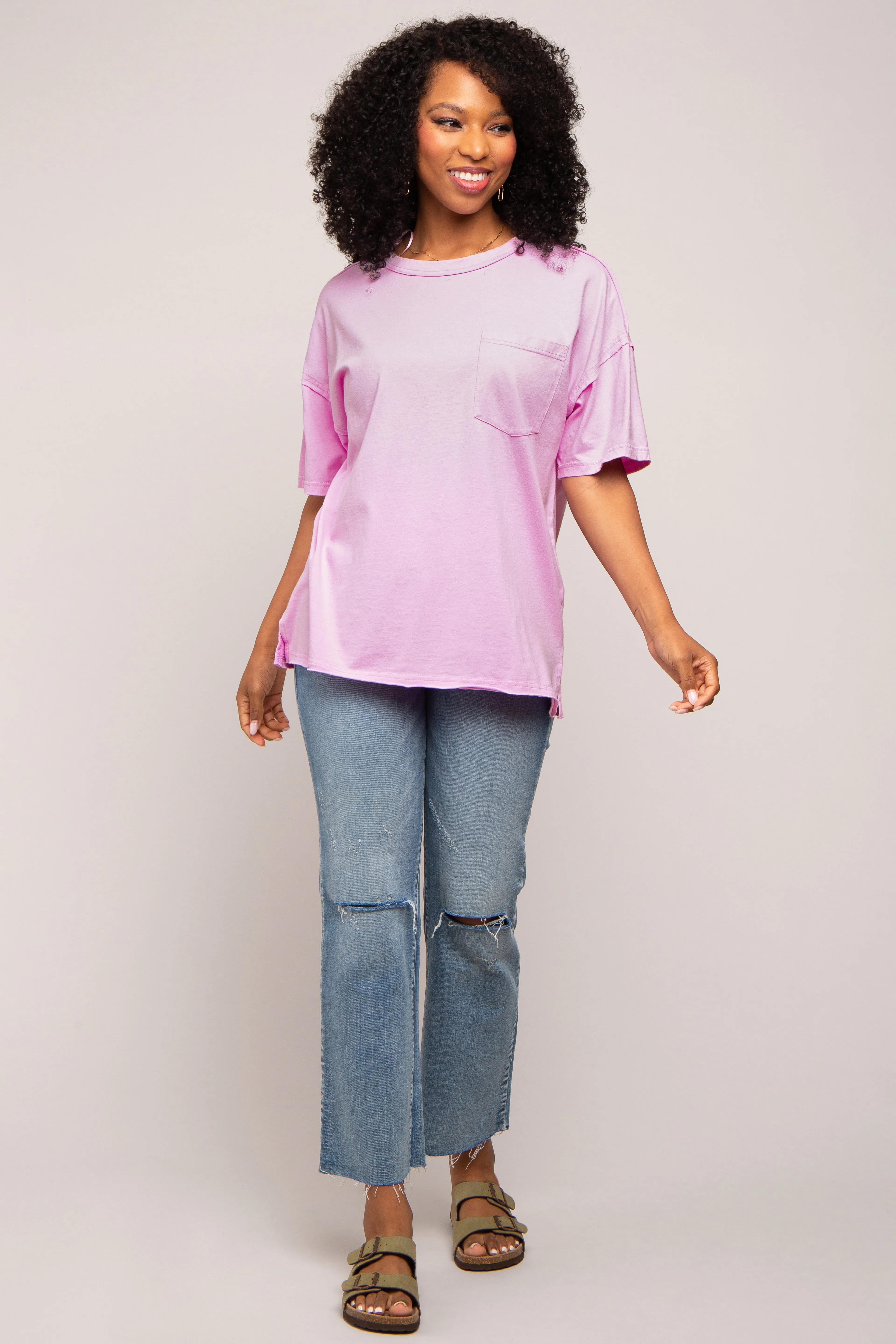 Lavender Exposed Seam Pocket T-Shirt sold by Pinkblush product image thumbnail 4