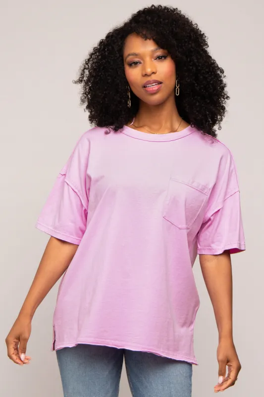 Lavender Exposed Seam Pocket T-Shirt sold by Pinkblush