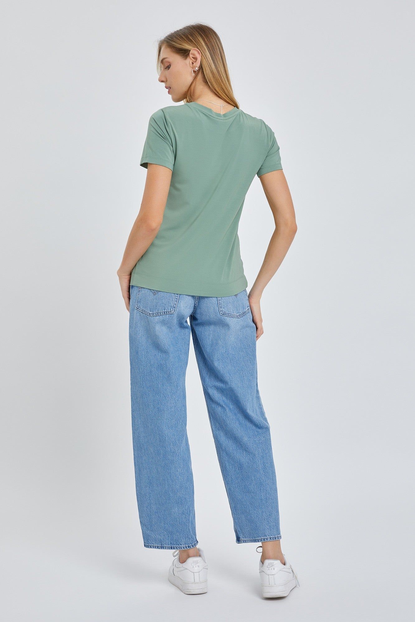 Light Olive Soft Knit Basic T-Shirt sold by Pinkblush product image thumbnail 3