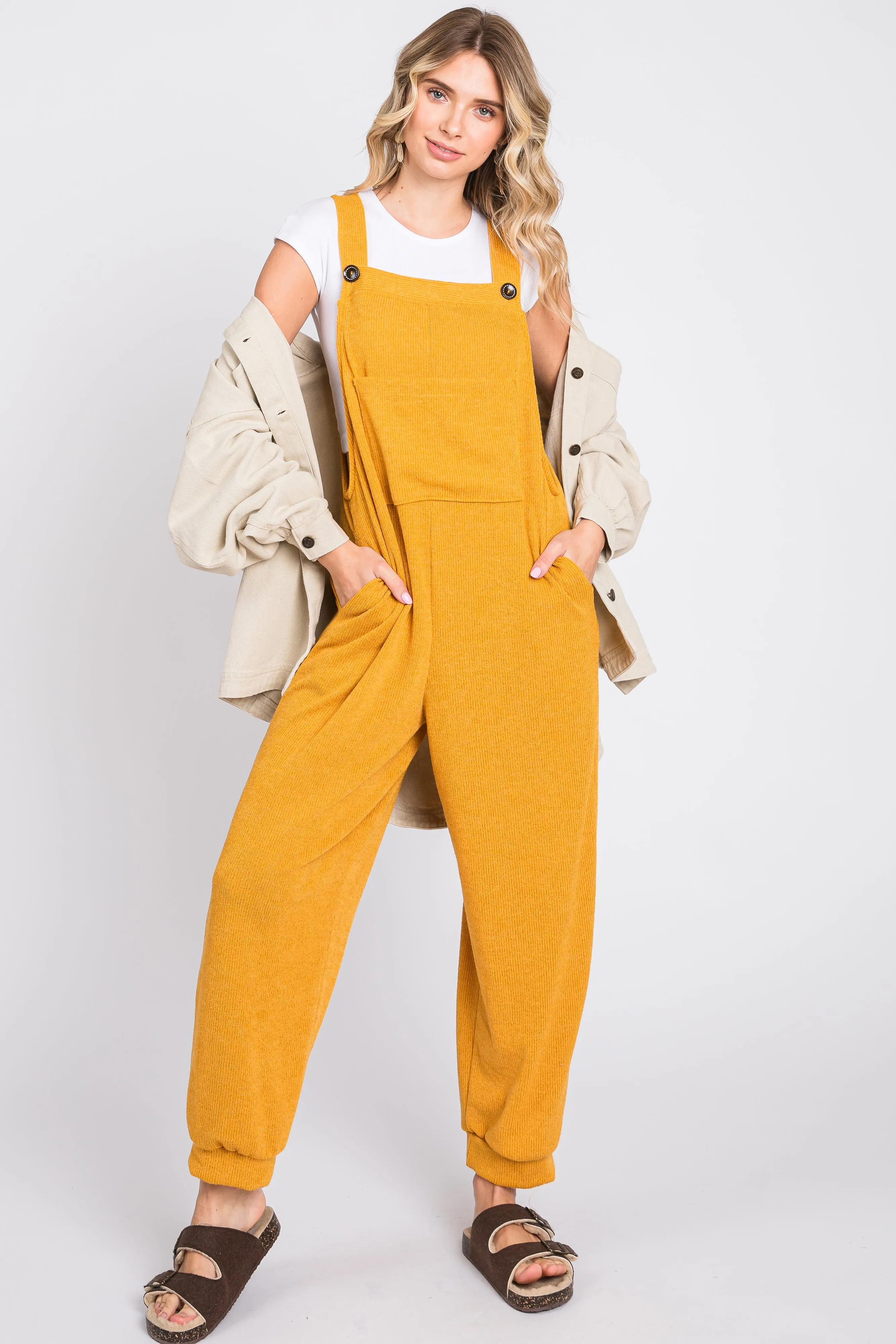 Yellow Front Pocket Knit Overalls sold by Pinkblush product image thumbnail 4
