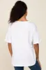 White Oversized V-Neck Cuffed Short Sleeve Tee sold by Pinkblush