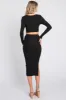 Black Ribbed Crop Top Midi Skirt Set sold by Pinkblush