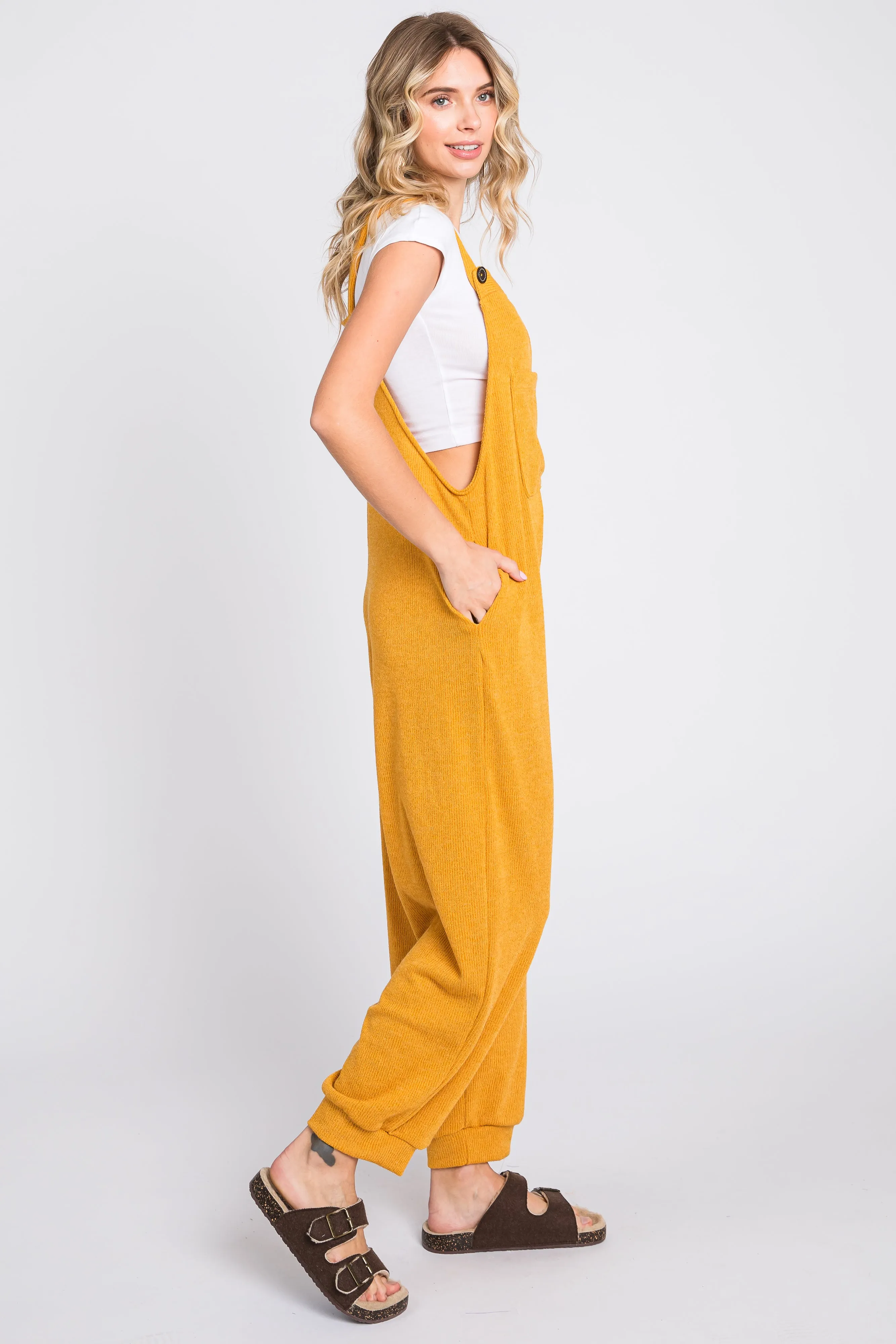 Yellow Front Pocket Knit Overalls sold by Pinkblush product image thumbnail 2