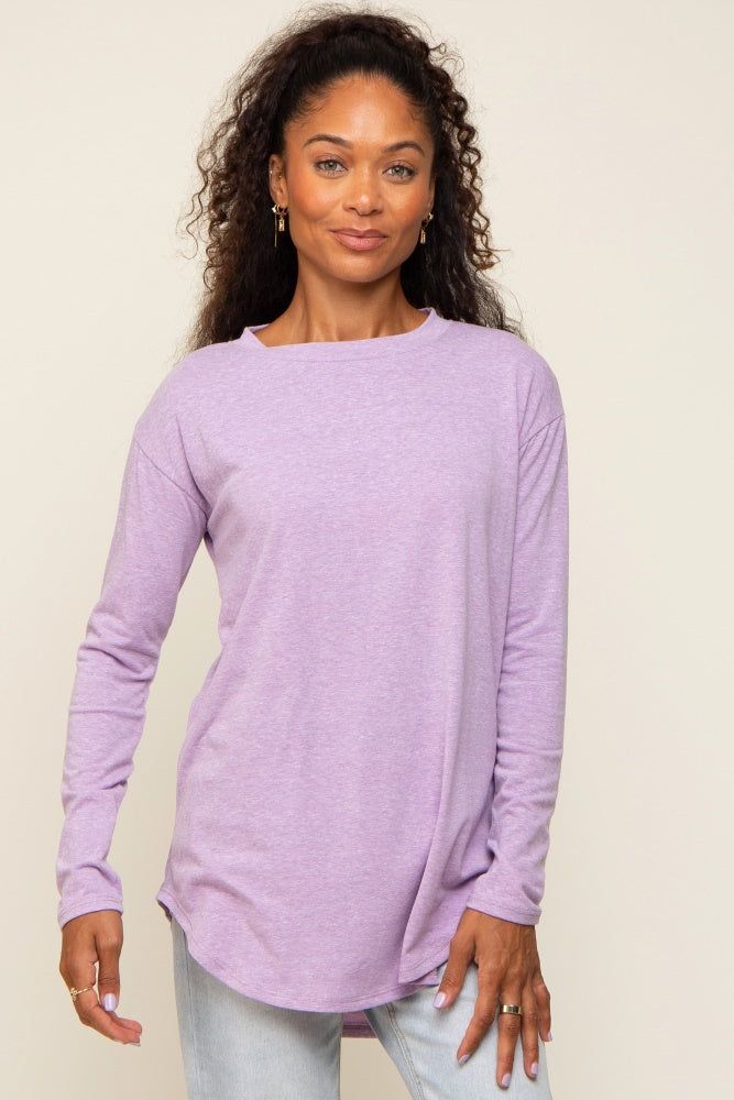 Lavender Long Sleeve Curved Hem Maternity Top sold by Pinkblush product image thumbnail 5