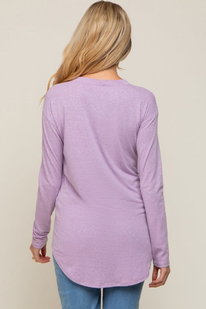 Lavender Long Sleeve Curved Hem Maternity Top sold by Pinkblush product image thumbnail 3