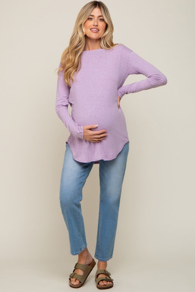 Lavender Long Sleeve Curved Hem Maternity Top sold by Pinkblush product image thumbnail 4