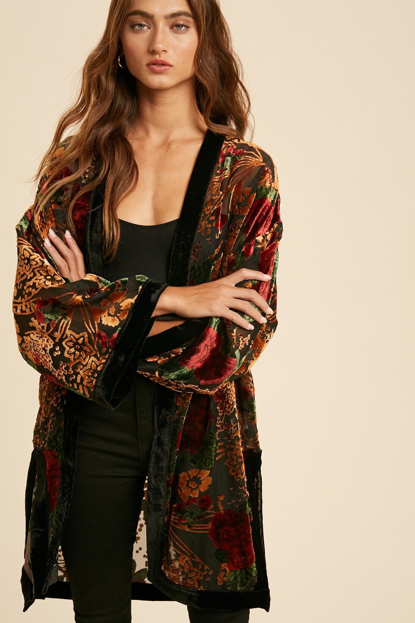 Black Velvet Burnout Side Slit Cover Up sold by Pinkblush product image thumbnail 5