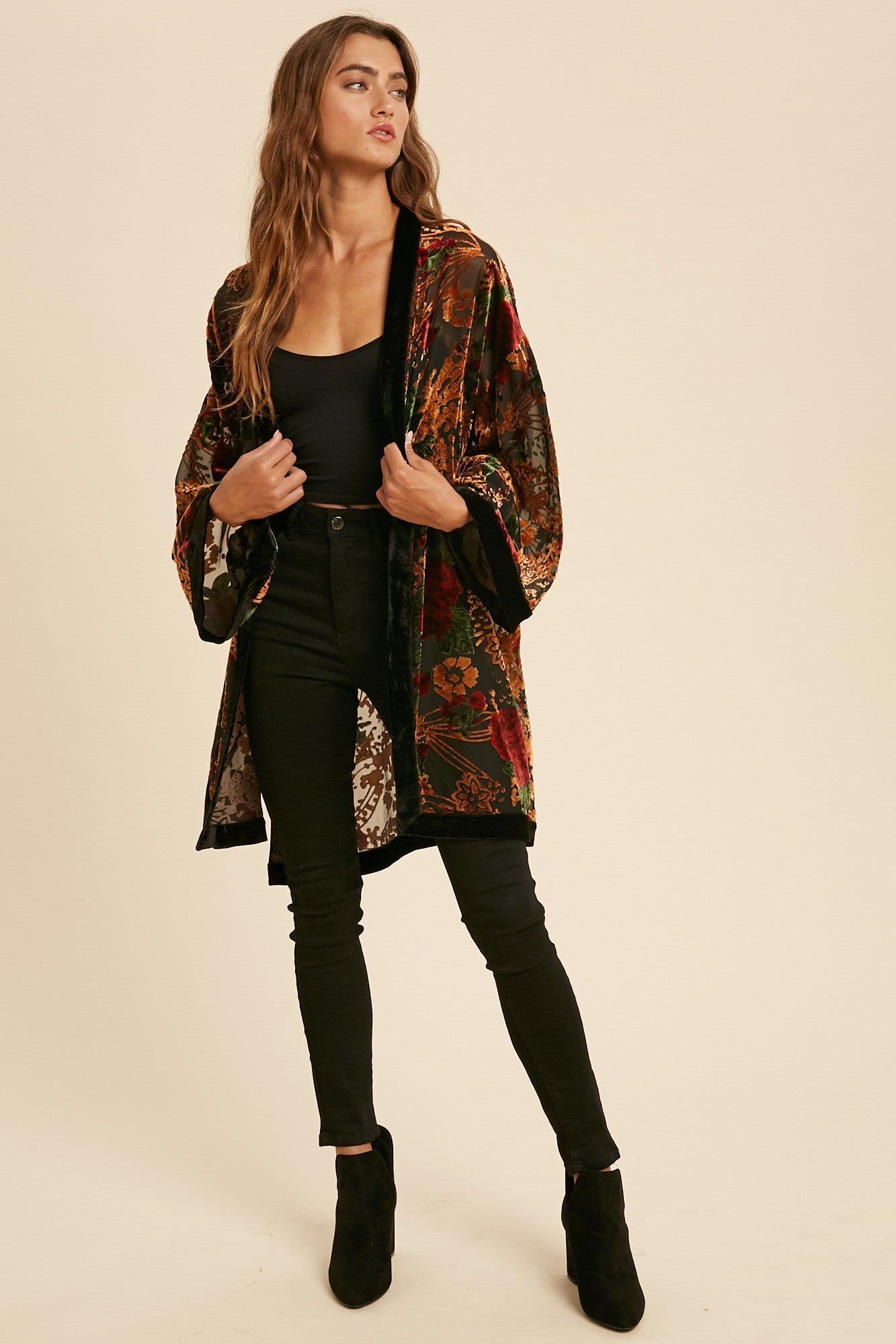 Black Velvet Burnout Side Slit Cover Up sold by Pinkblush product image thumbnail 2