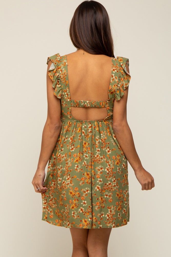 Olive Leaf Print Ruffle Accent Maternity Dress sold by Pinkblush product image thumbnail 4