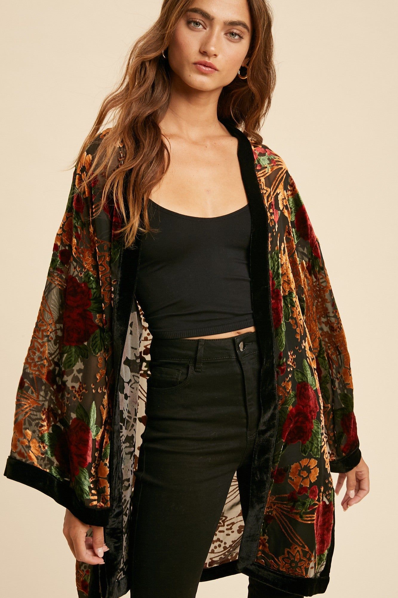Black Velvet Burnout Side Slit Cover Up sold by Pinkblush