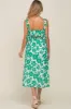 Green Floral Linen Square Neck Open Back Maternity Midi Dress sold by Pinkblush