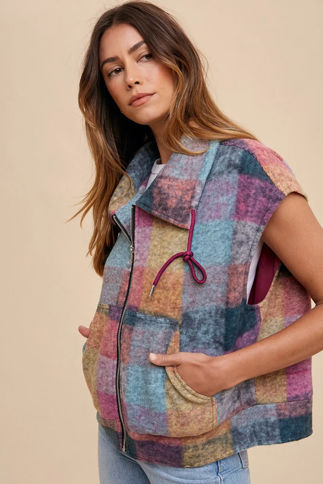 Pink Combo Soft Brushed Multicolor Loose Fit Vest sold by Pinkblush product image thumbnail 2