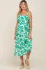 Green Floral Linen Square Neck Open Back Maternity Midi Dress sold by Pinkblush
