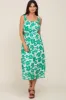 Green Floral Linen Square Neck Open Back Maternity Midi Dress sold by Pinkblush