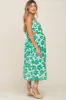 Green Floral Linen Square Neck Open Back Maternity Midi Dress sold by Pinkblush