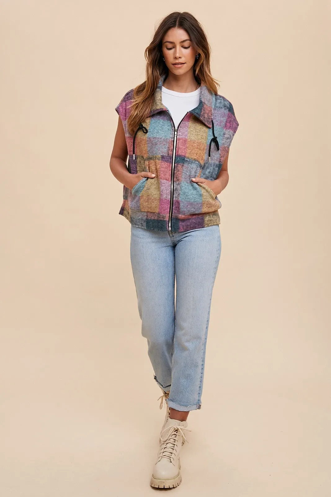 Pink Combo Soft Brushed Multicolor Loose Fit Vest sold by Pinkblush product image thumbnail 4