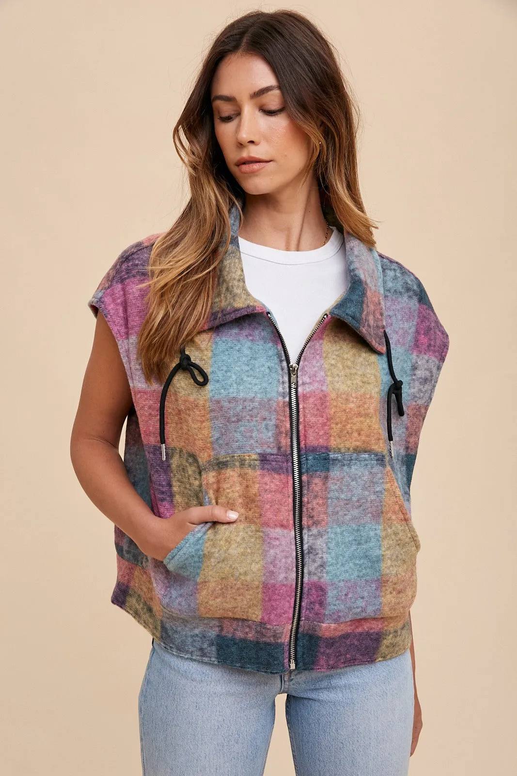 Pink Combo Soft Brushed Multicolor Loose Fit Vest sold by Pinkblush