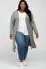 Beige Heathered Ribbed Side Slit Long Plus Cardigan sold by Pinkblush