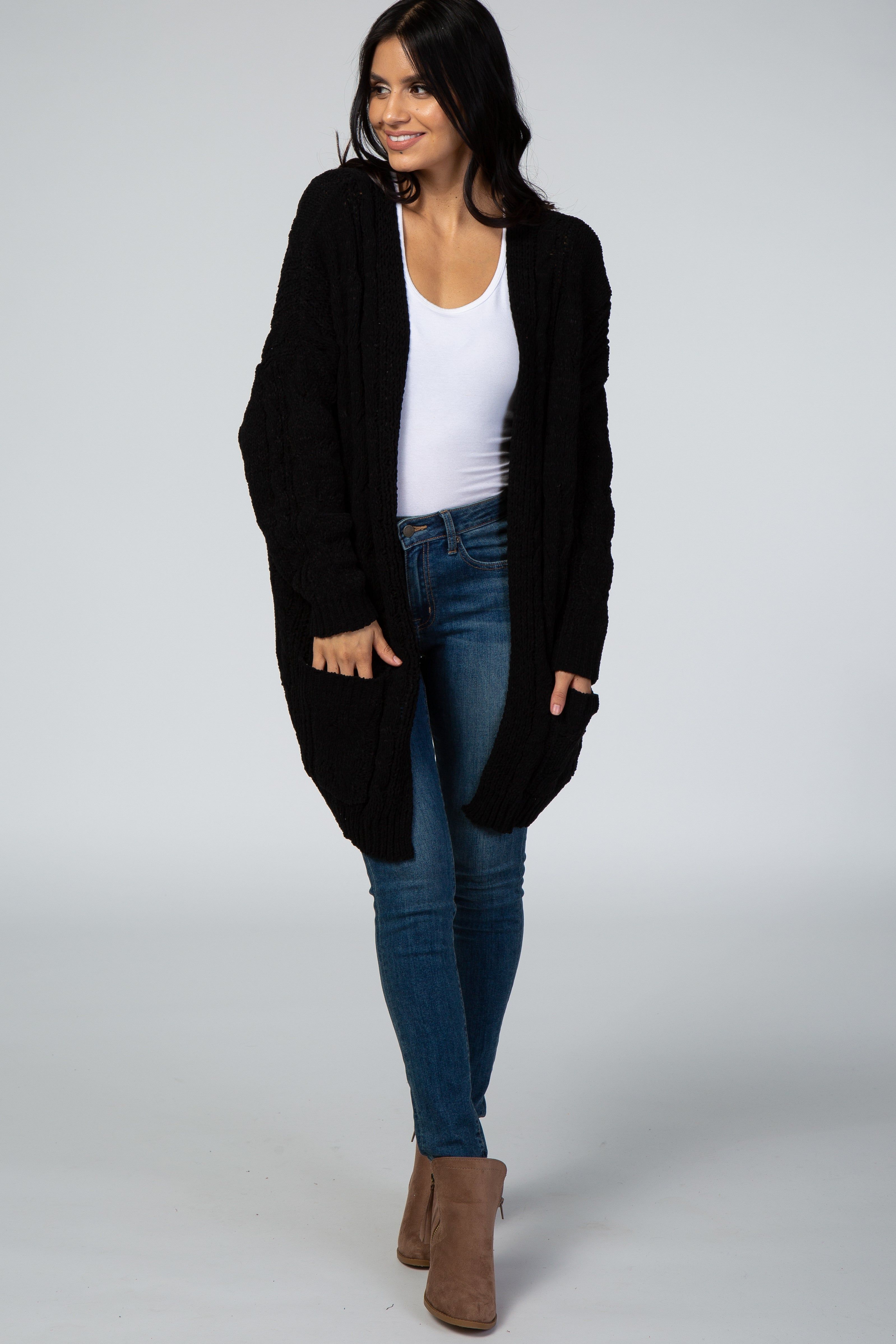 Black Cable Knit Cardigan sold by Pinkblush product image thumbnail 2