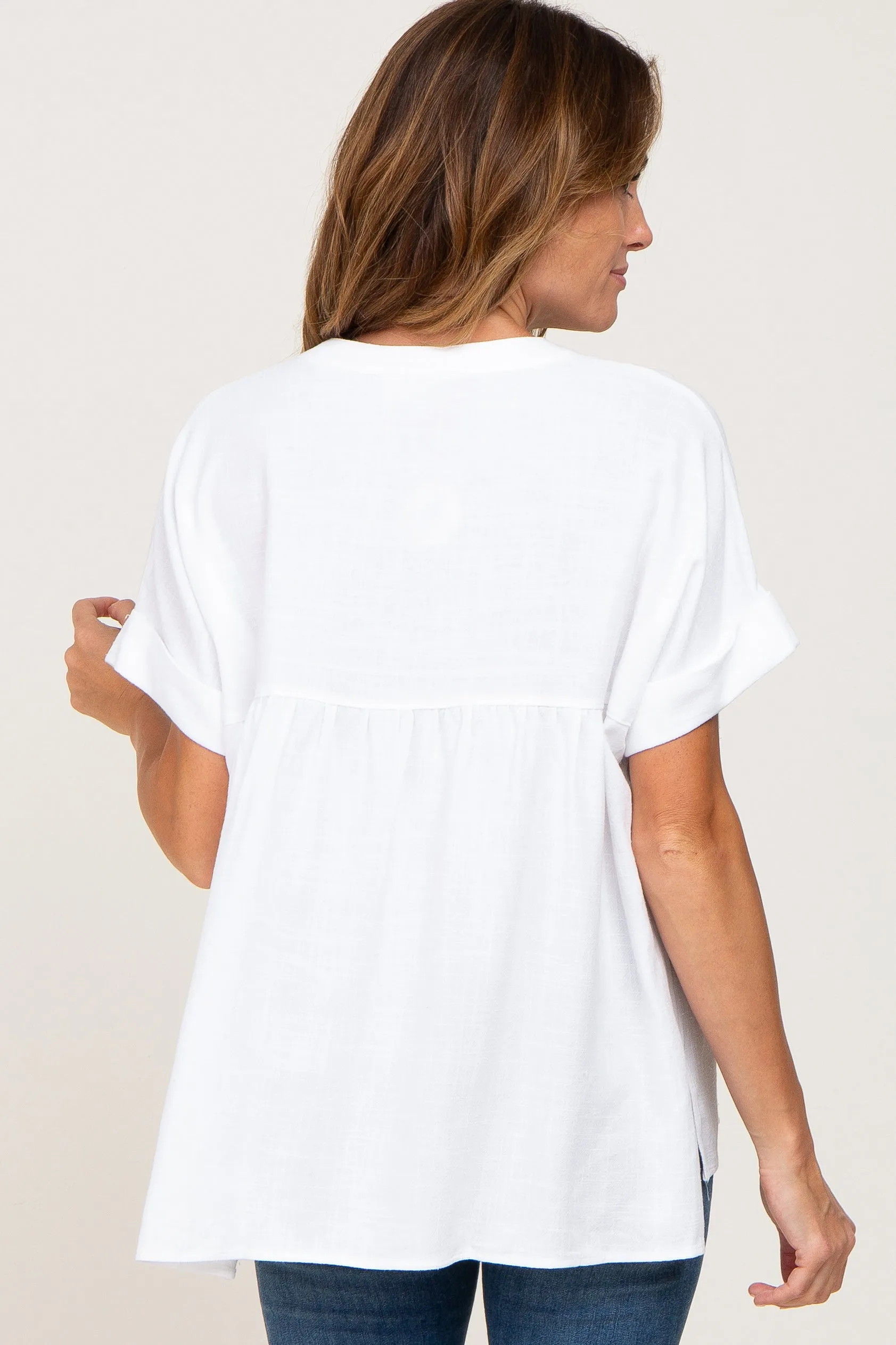 White Split Hem Cuffed Top sold by Pinkblush product image thumbnail 3