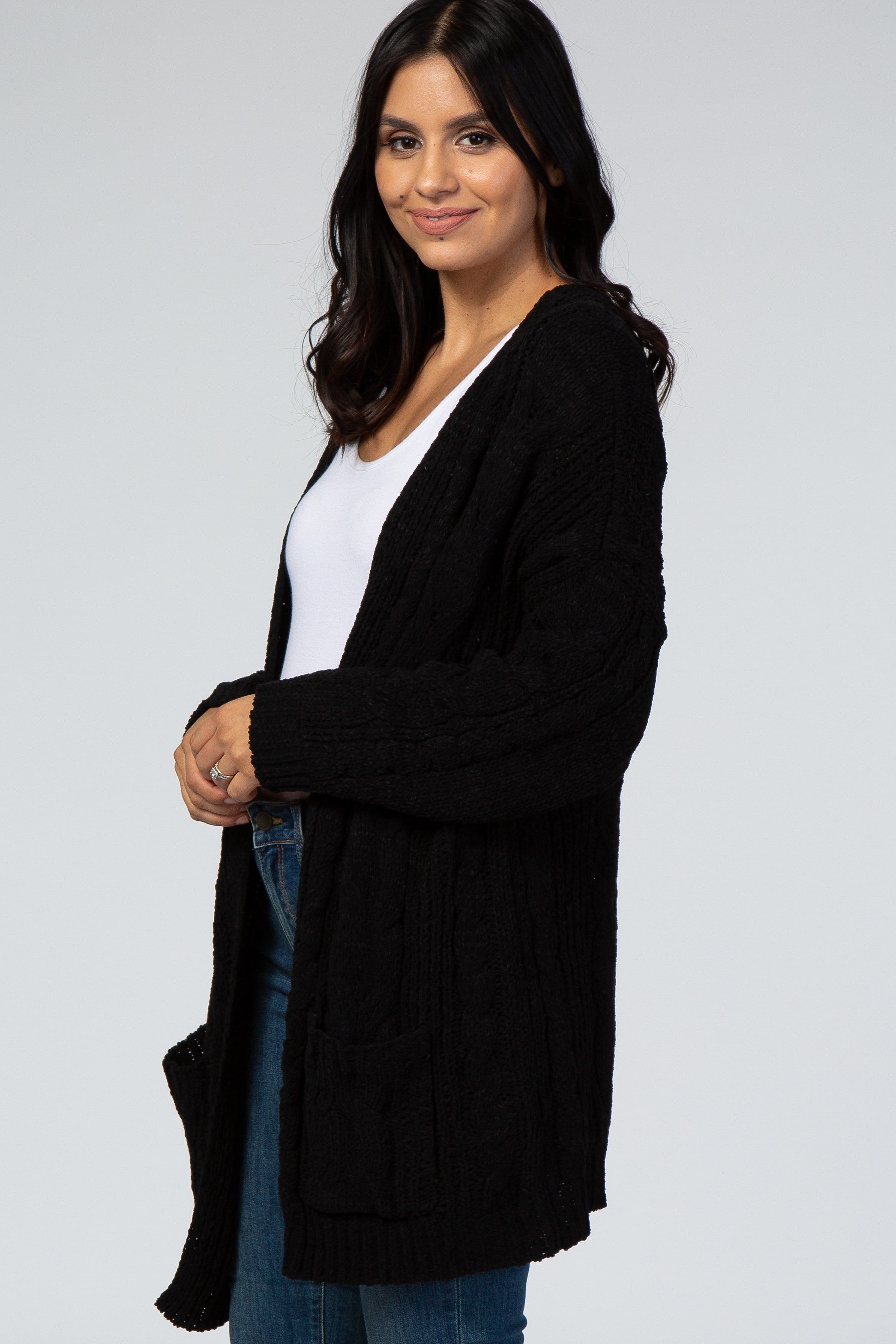 Black Cable Knit Cardigan sold by Pinkblush product image thumbnail 3