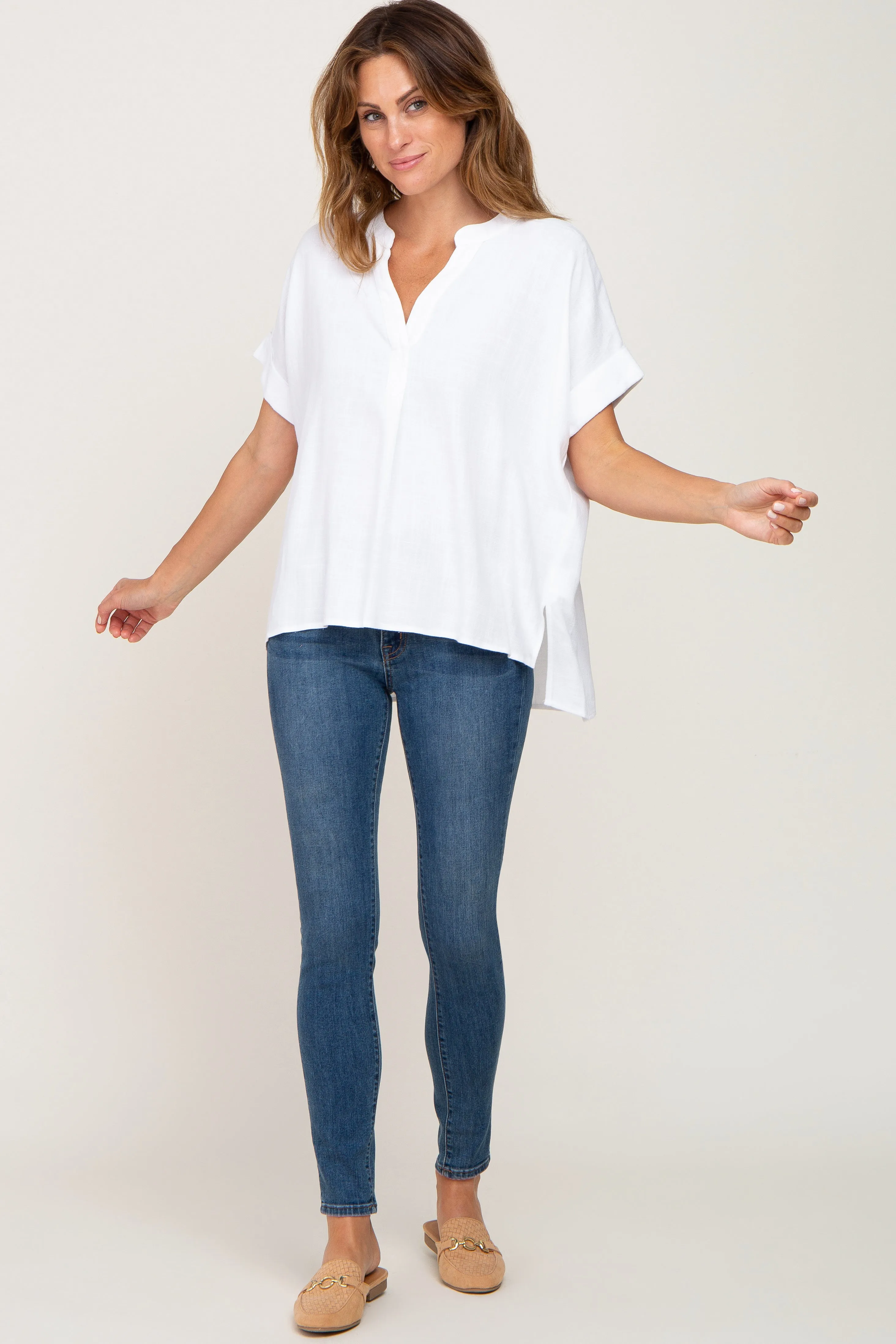 White Split Hem Cuffed Top sold by Pinkblush product image thumbnail 4