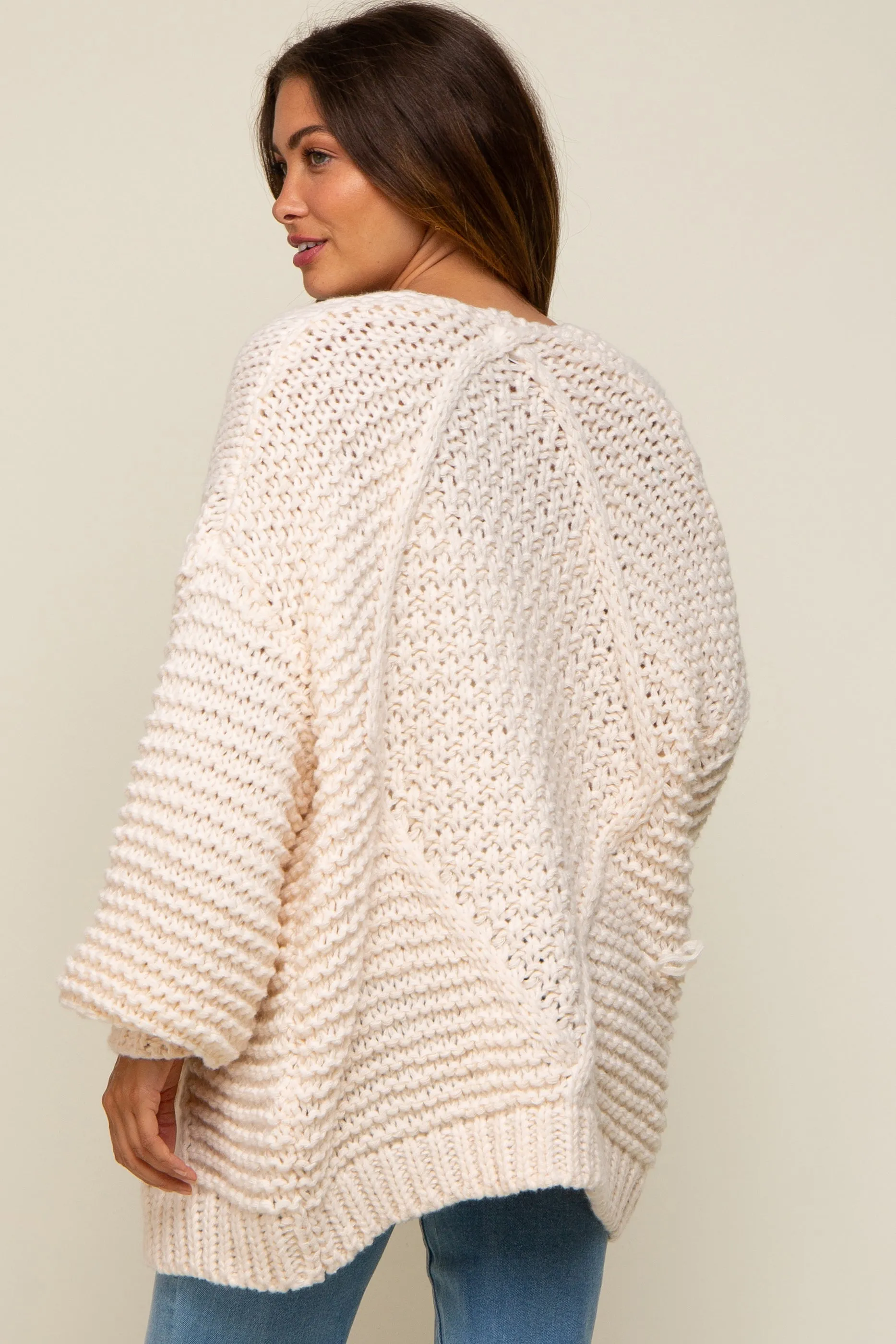 Cream Chunky Knit Maternity Cardigan sold by Pinkblush product image thumbnail 3