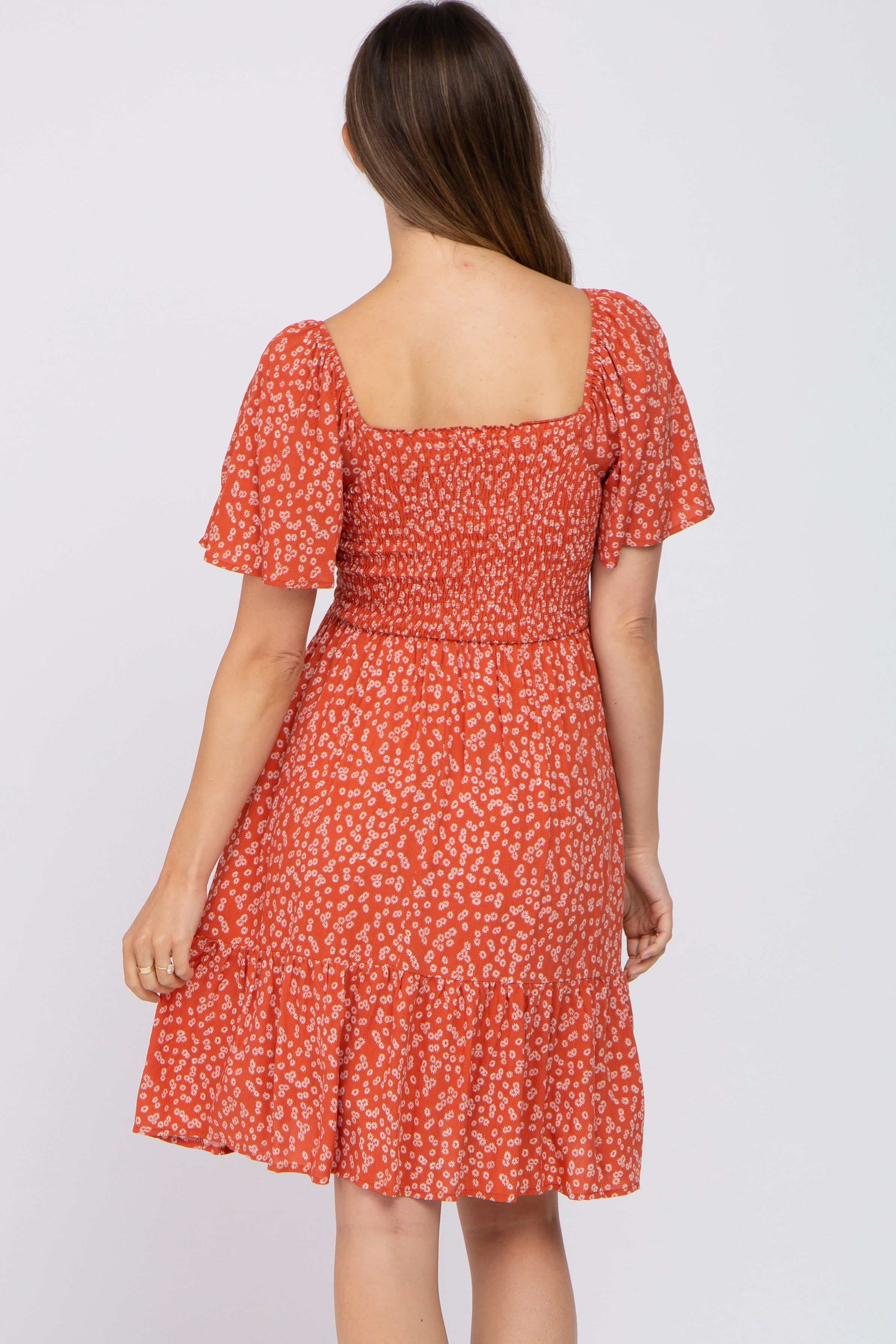 Coral Floral Smocked Maternity Dress sold by Pinkblush product image thumbnail 3
