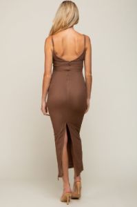 Mocha Mesh Knit Sleeveless Maternity Maxi Dress sold by Pinkblush