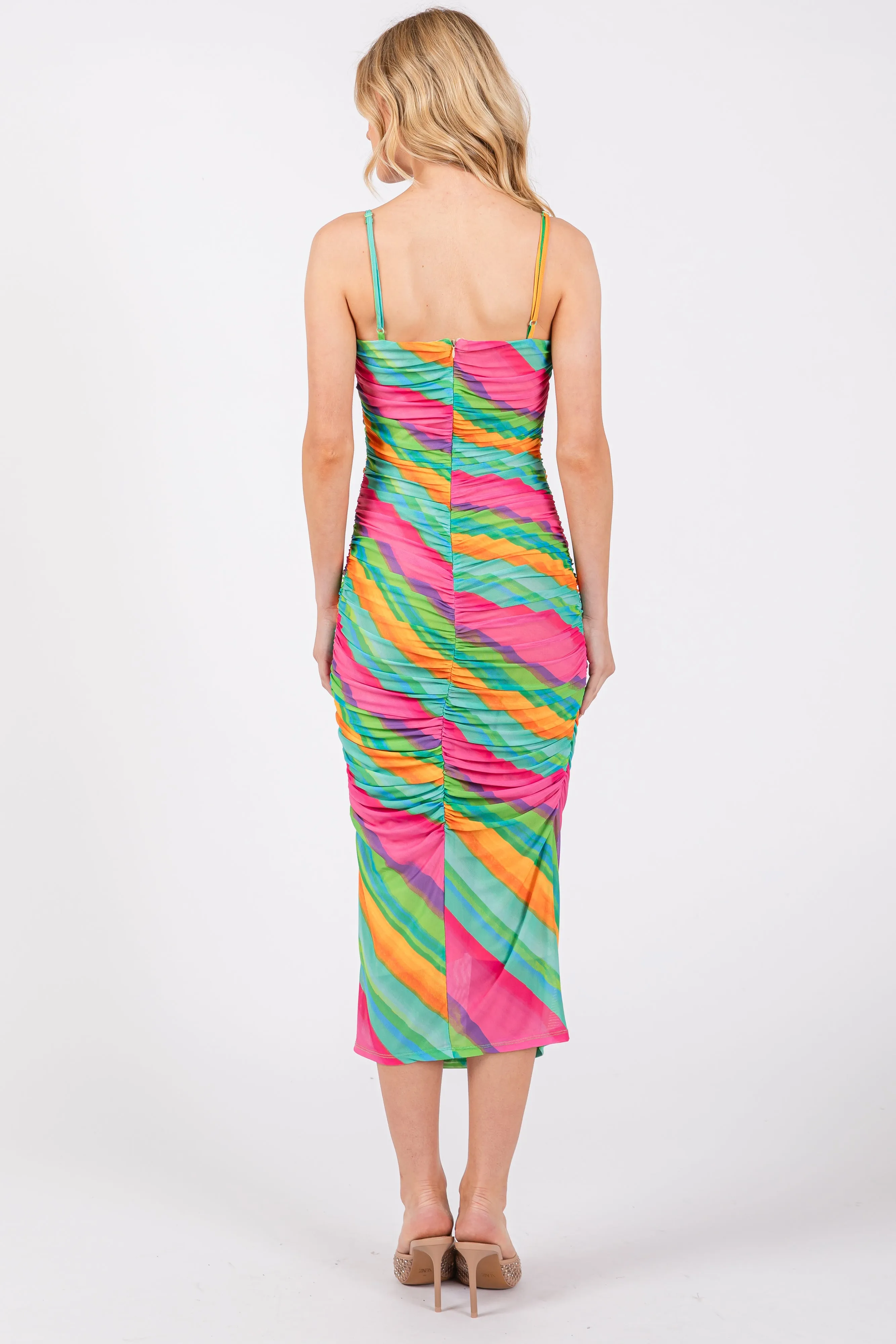 Turquoise Multi Color Mesh Midi Dress sold by Pinkblush product image thumbnail 3