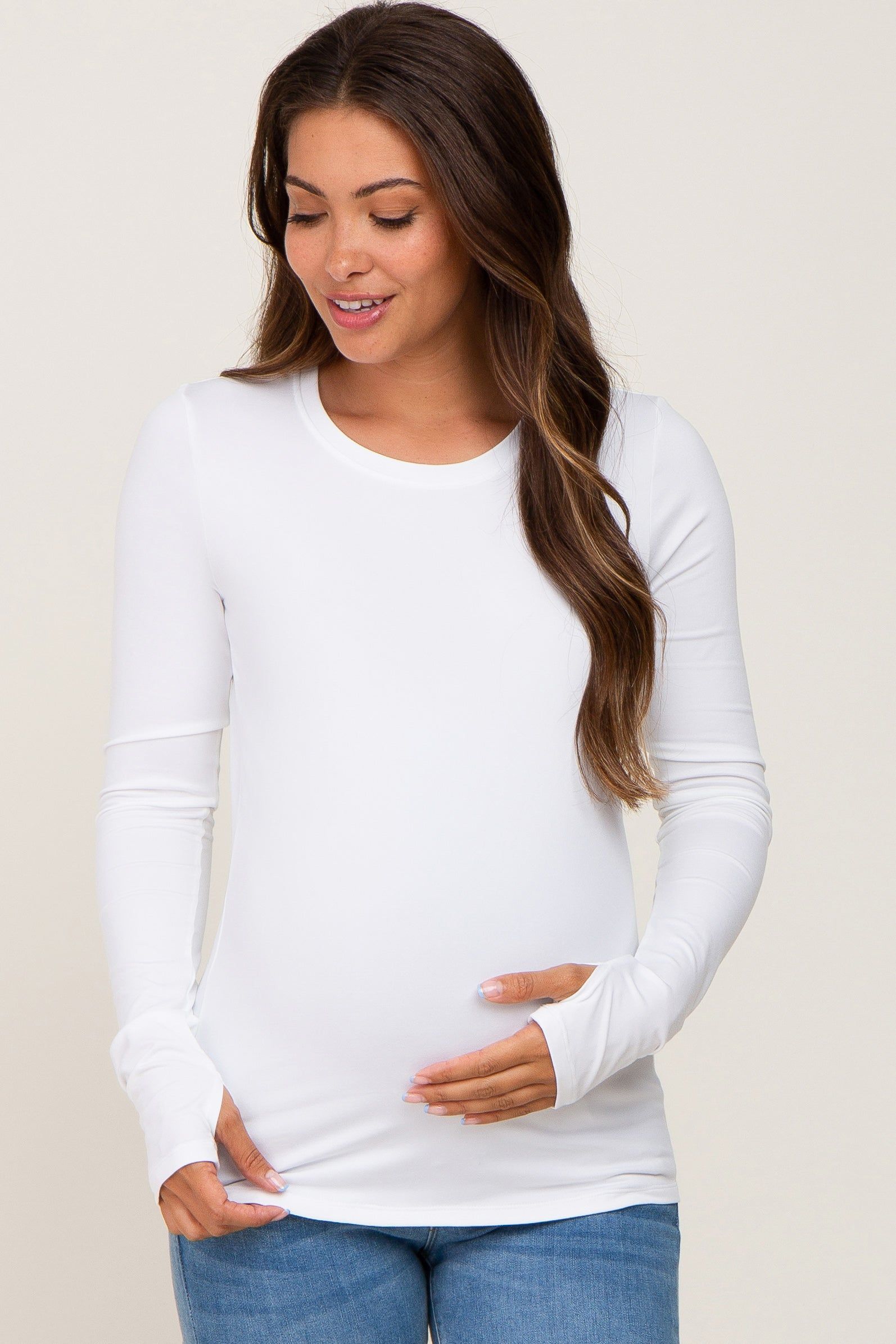 White Active Long Sleeve Maternity Top sold by Pinkblush