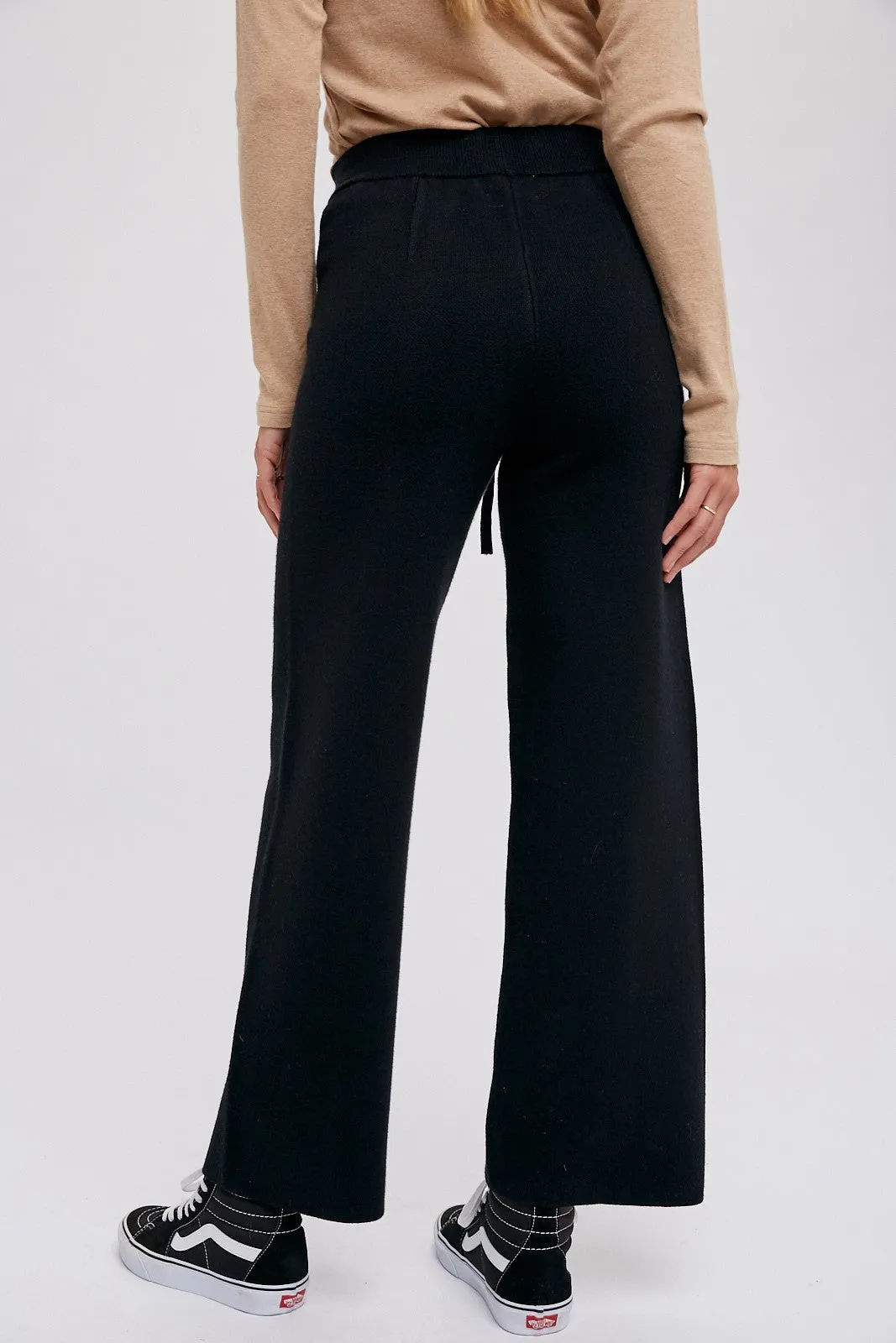 Black Front Seam Sweater Knit Drawstring Pants sold by Pinkblush product image thumbnail 5