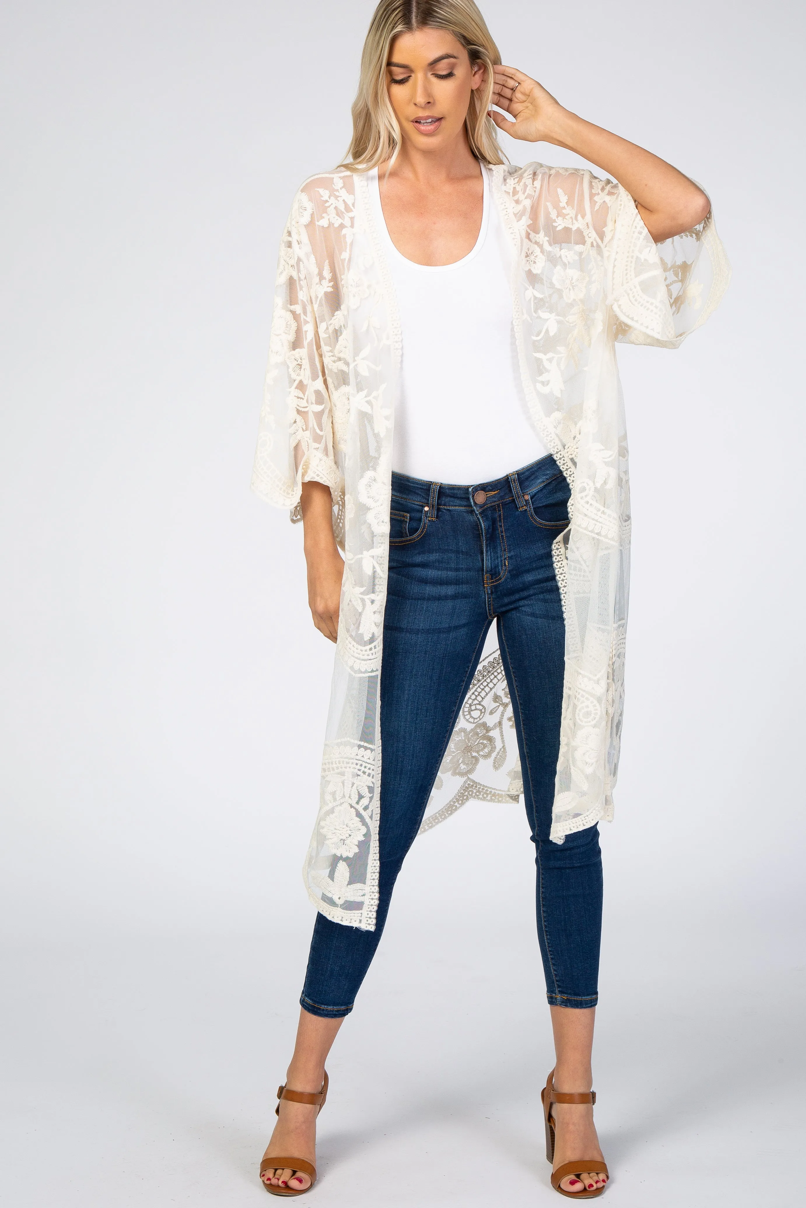 Cream Mesh Lace Maternity Cover Up sold by Pinkblush product image thumbnail 5