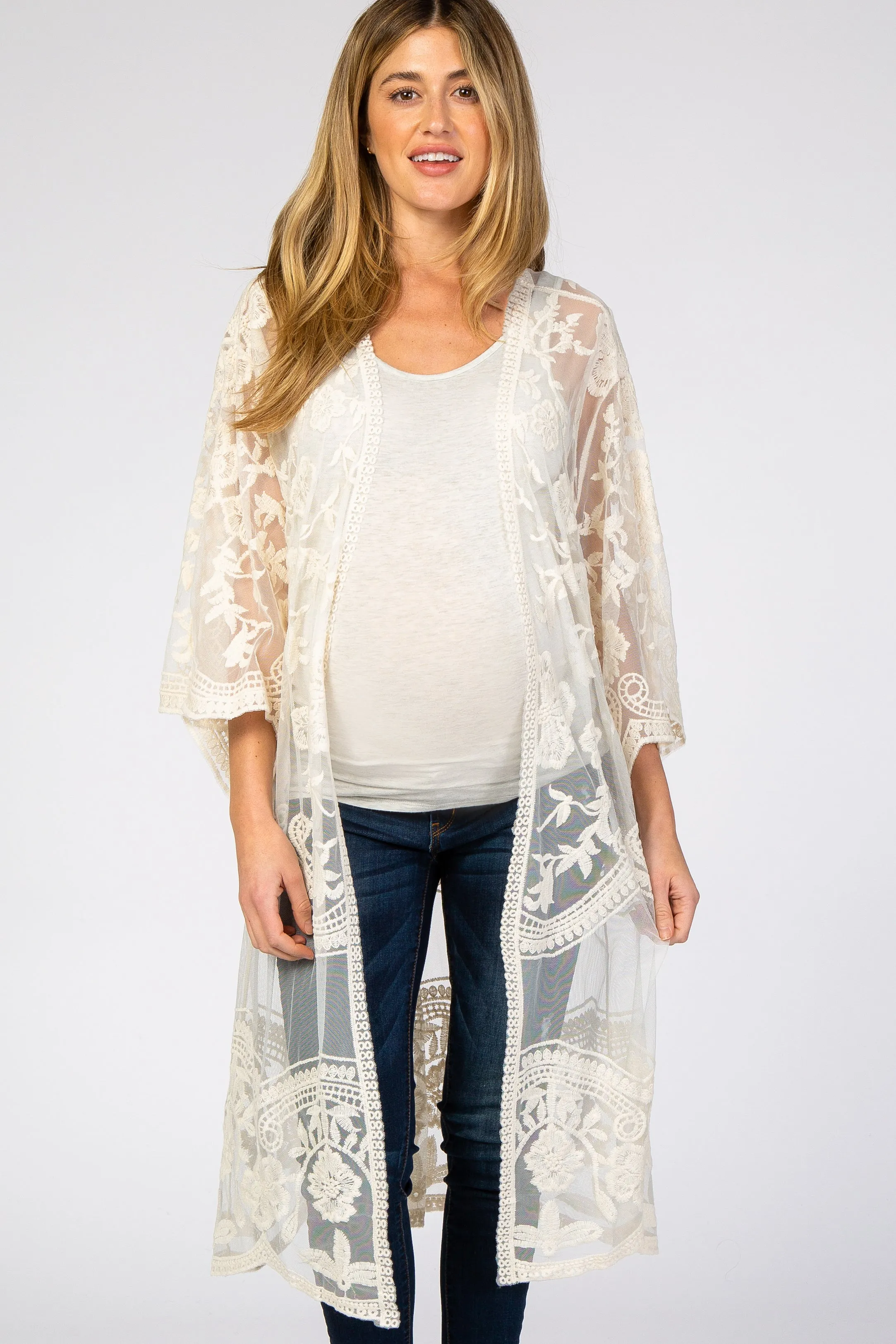 Cream Mesh Lace Maternity Cover Up sold by Pinkblush product image thumbnail 2