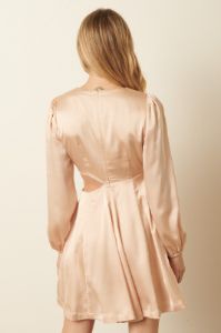 Champagne Satin Side Cutout Detail Mini Dress sold by Pinkblush