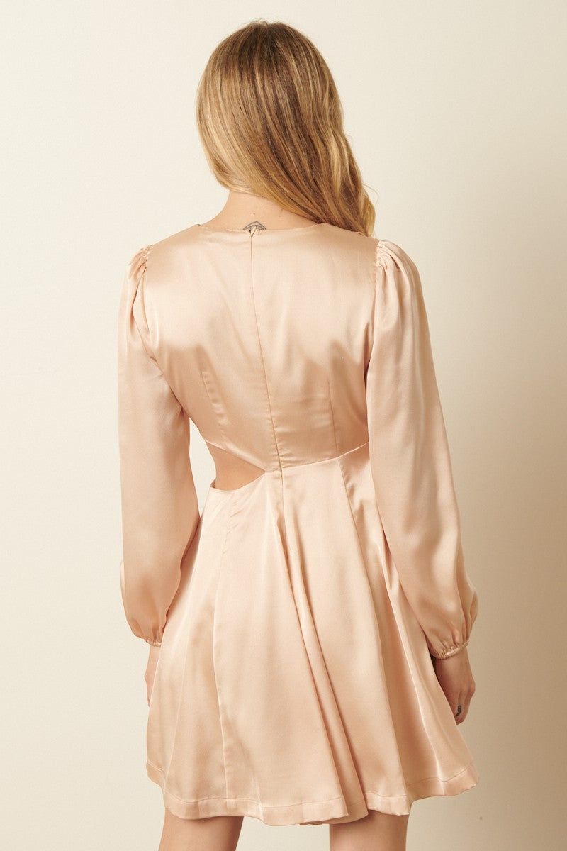 Champagne Satin Side Cutout Detail Mini Dress sold by Pinkblush product image thumbnail 4