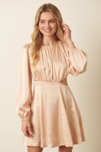 Champagne Satin Side Cutout Detail Mini Dress sold by Pinkblush